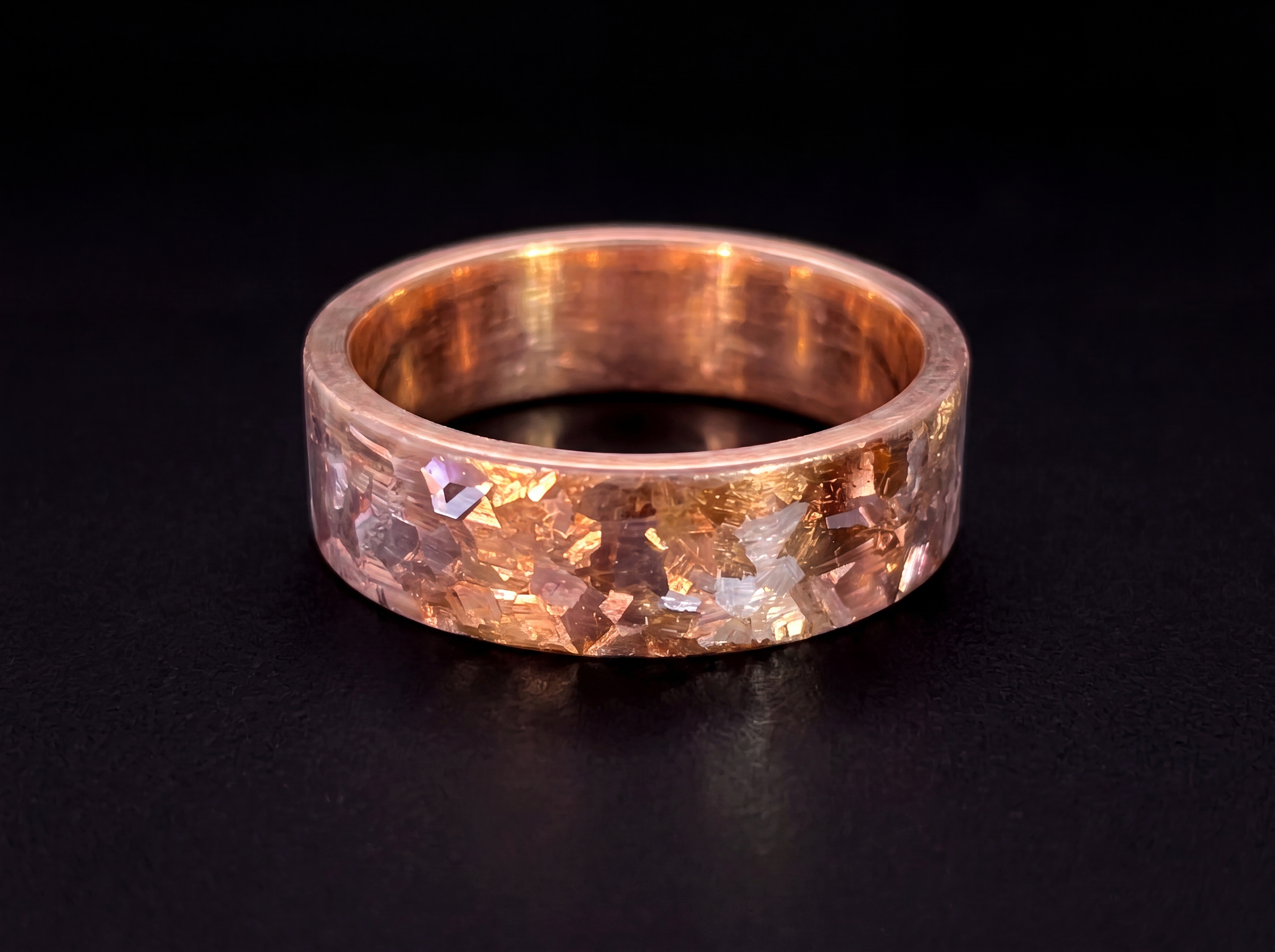 Cuprite ring — front view showing crystalline grain